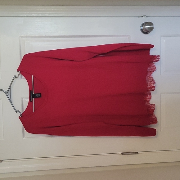 Lane Bryant Red Lace Sweater - Picture 1 of 5